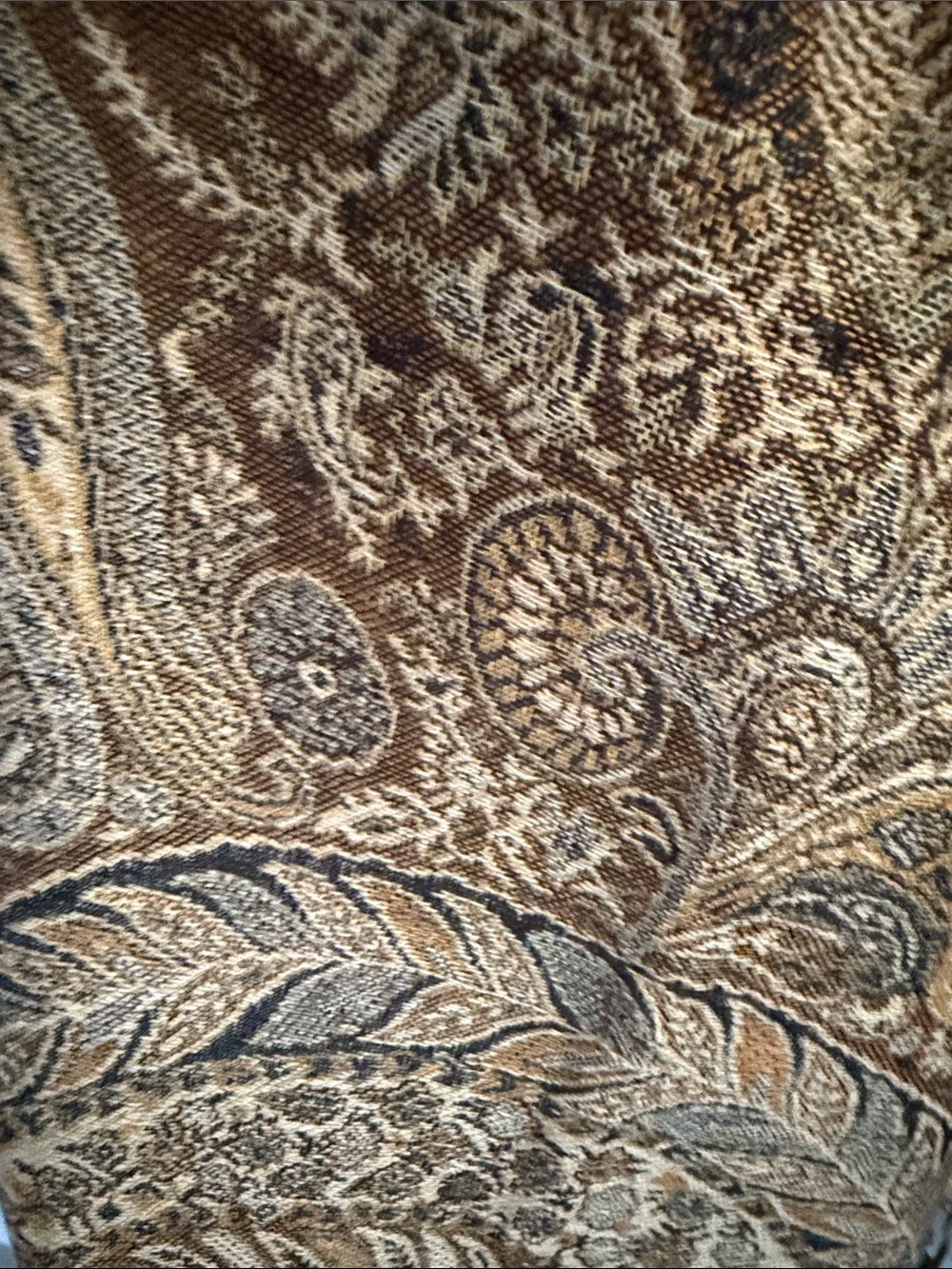 Brown Paisley Jacquard Fringe Scarf